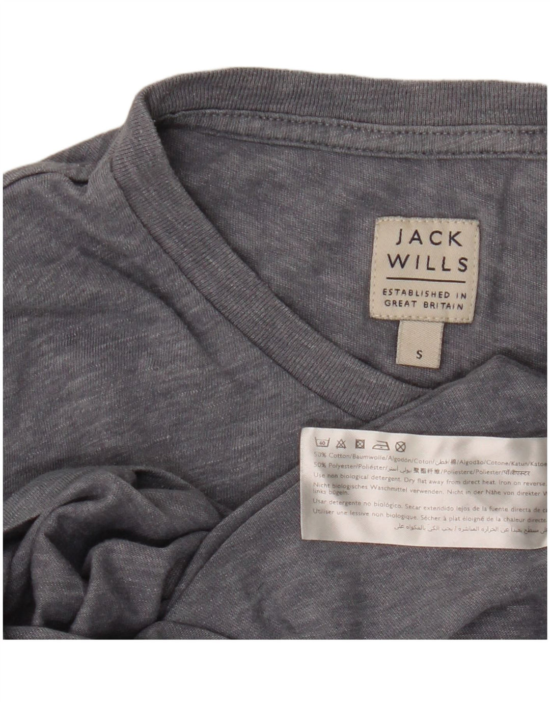 Jack Wills Mens T-Shirt Top Small Grey Flecked Cotton
