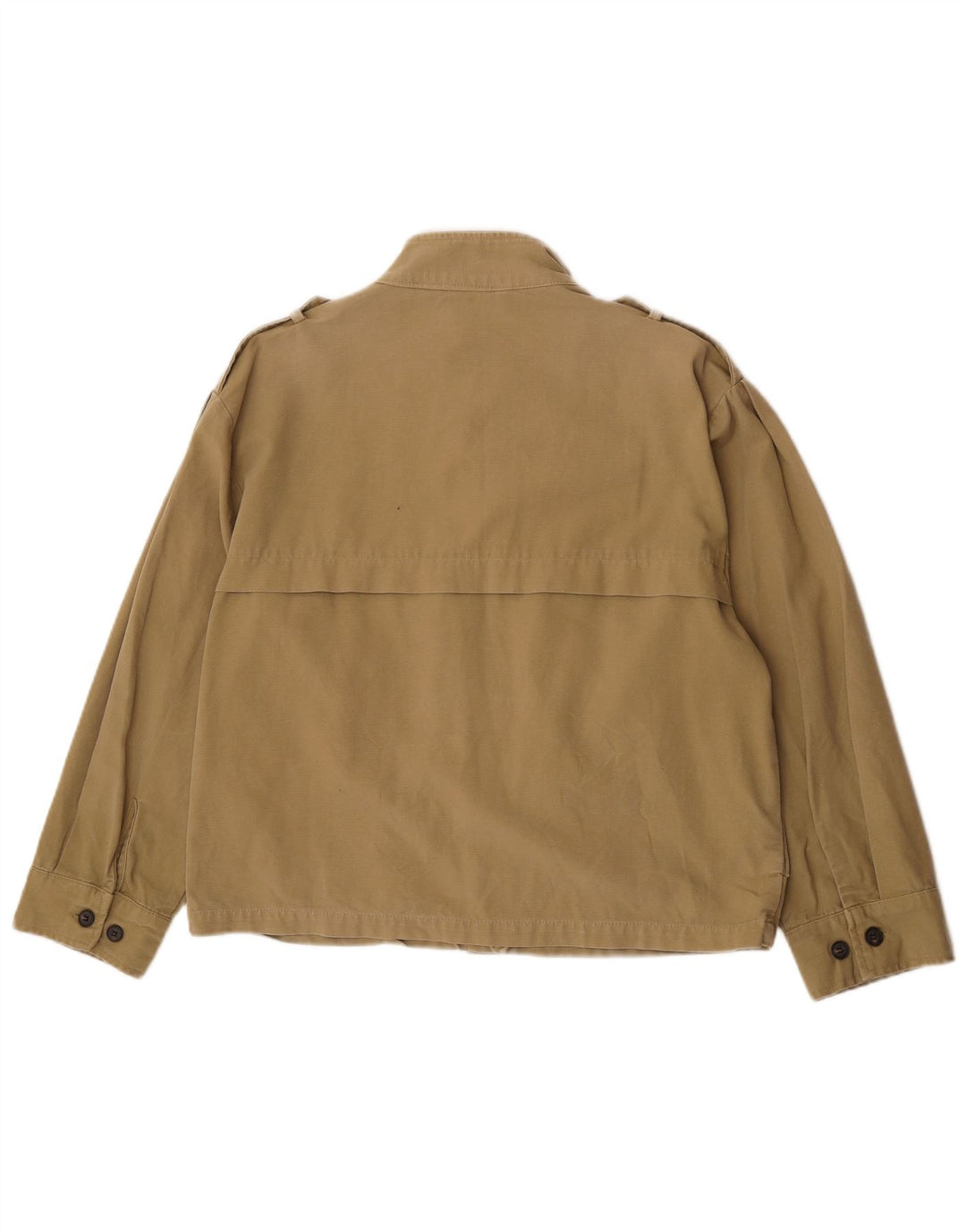 Zara Womens Oversized Military Jacket UK 10 Small Khaki Cotton