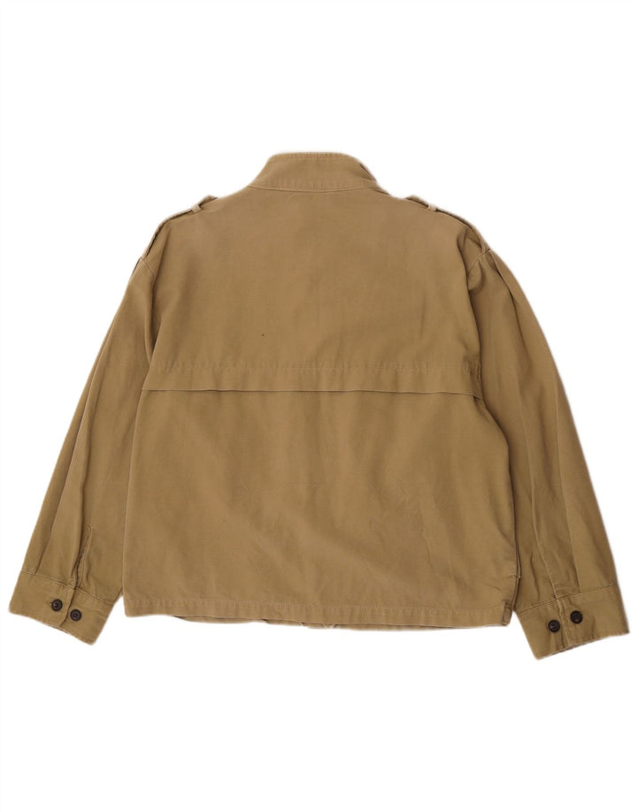 Zara Womens Oversized Military Jacket UK 10 Small Khaki Cotton
