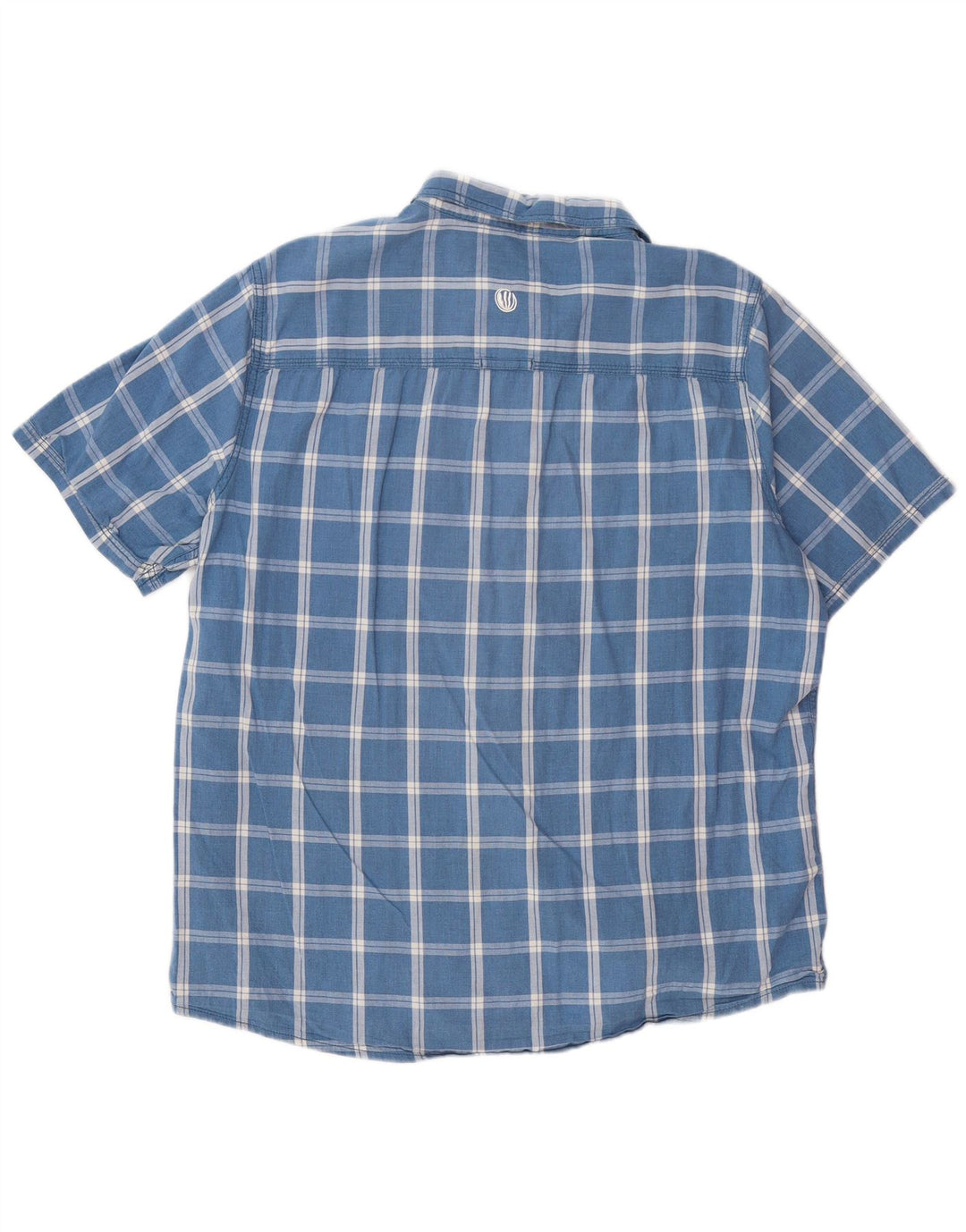 FAT FACE Mens Classic Fit Short Sleeve Shirt Large Blue Check