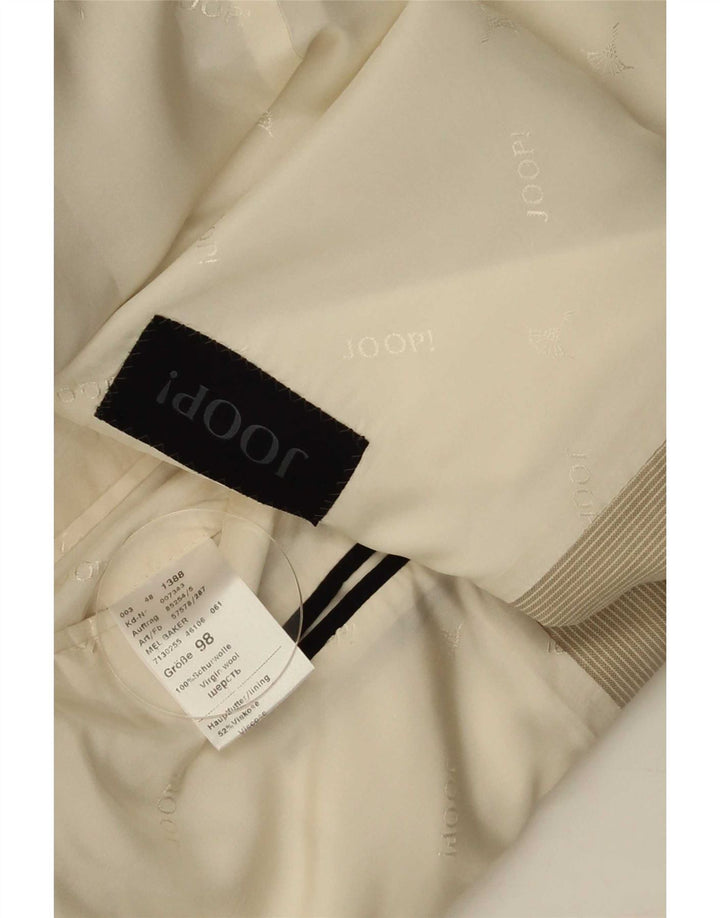Joop Mens 2 Button Blazer Jacket IT 48 Medium Beige Pinstripe Virgin Wool
