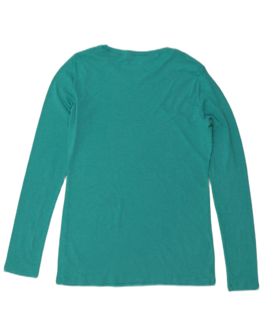 EDDIE BAUER Womens Top Long Sleeve UK 14 Large Turquoise Cotton