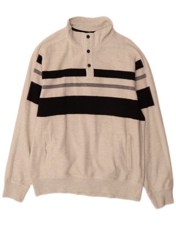 Chaps Mens Button Neck Sweatshirt Jumper XL Grey Colourblock Cotton