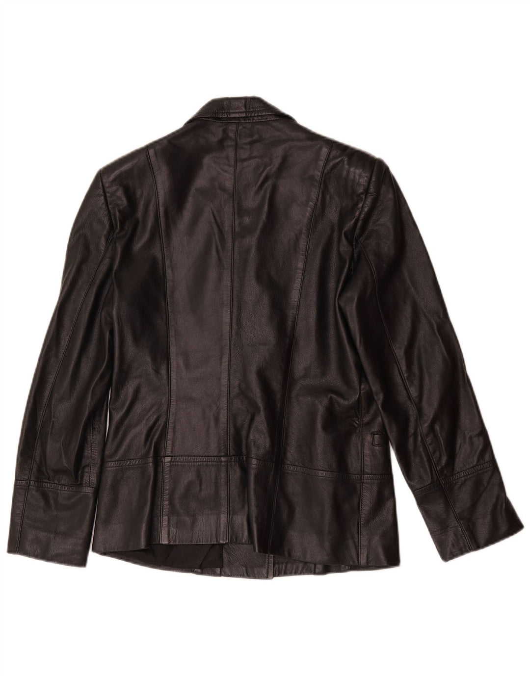 Vintage Womens 1 Button Leather Blazer Jacket UK 14 Medium Black Leather