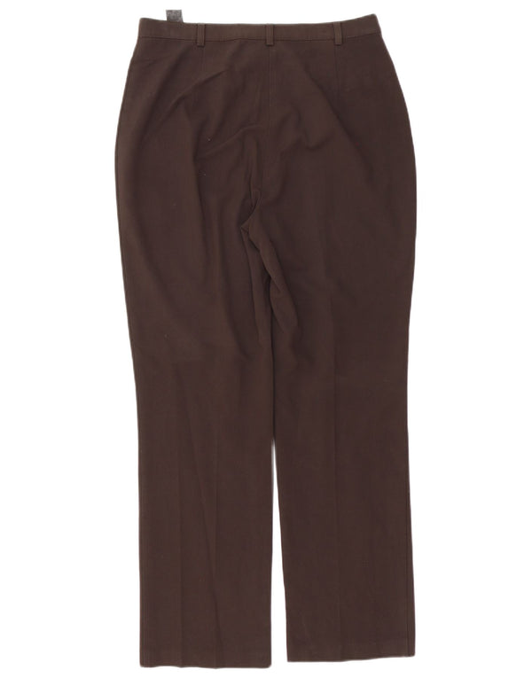 Marks & Spencer Womens Straight Casual Trousers UK 14 Medium W30 L30 Brown