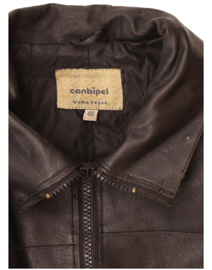 CONBIPEL Womens Leather Coat IT 48 XL Black Leather