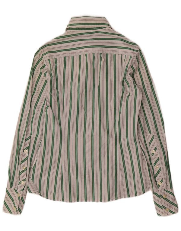 Benetton Womens Shirt UK 6 XS White Striped Cotton