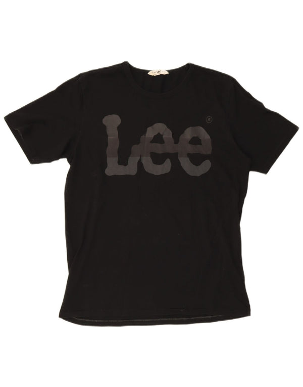 LEE Mens Graphic T-Shirt Top Large Black Cotton