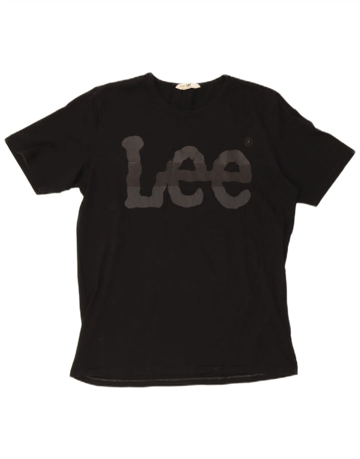 LEE Mens Graphic T-Shirt Top Large Black Cotton