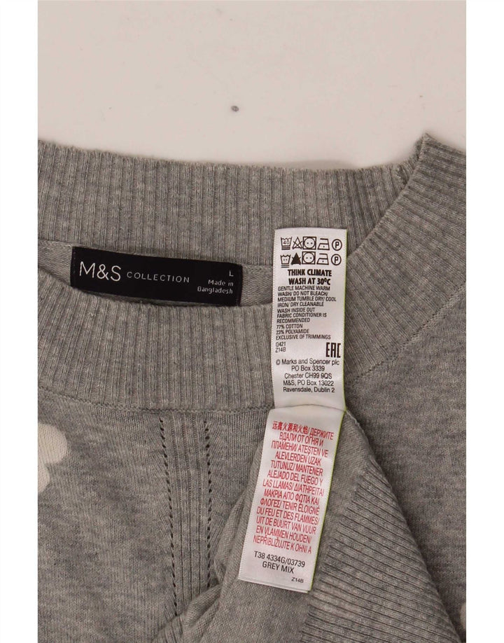 Marks & Spencer Womens Abstract Pattern Crew Neck Jumper Sweater UK 16 Larg