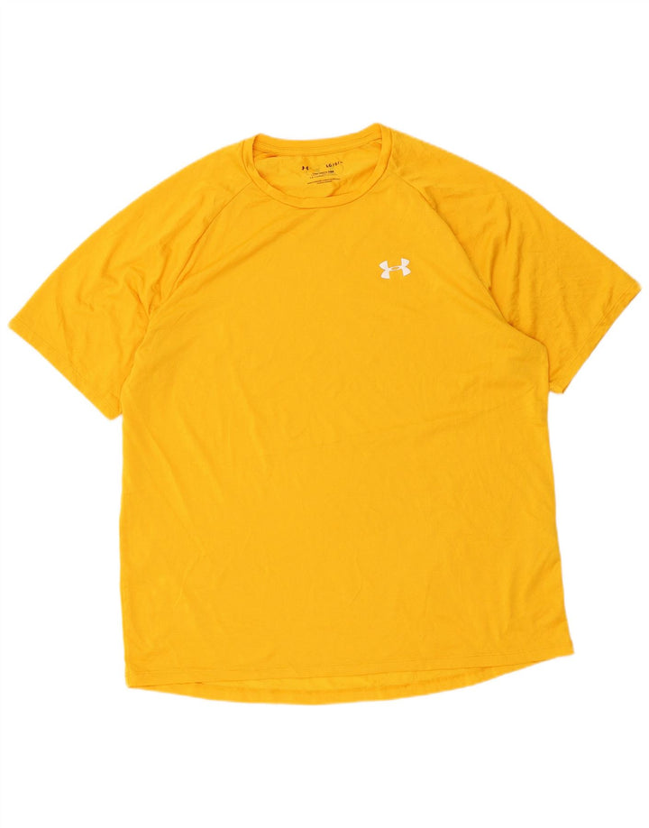 UNDER ARMOUR Mens T-Shirt Top Large Yellow Polyester