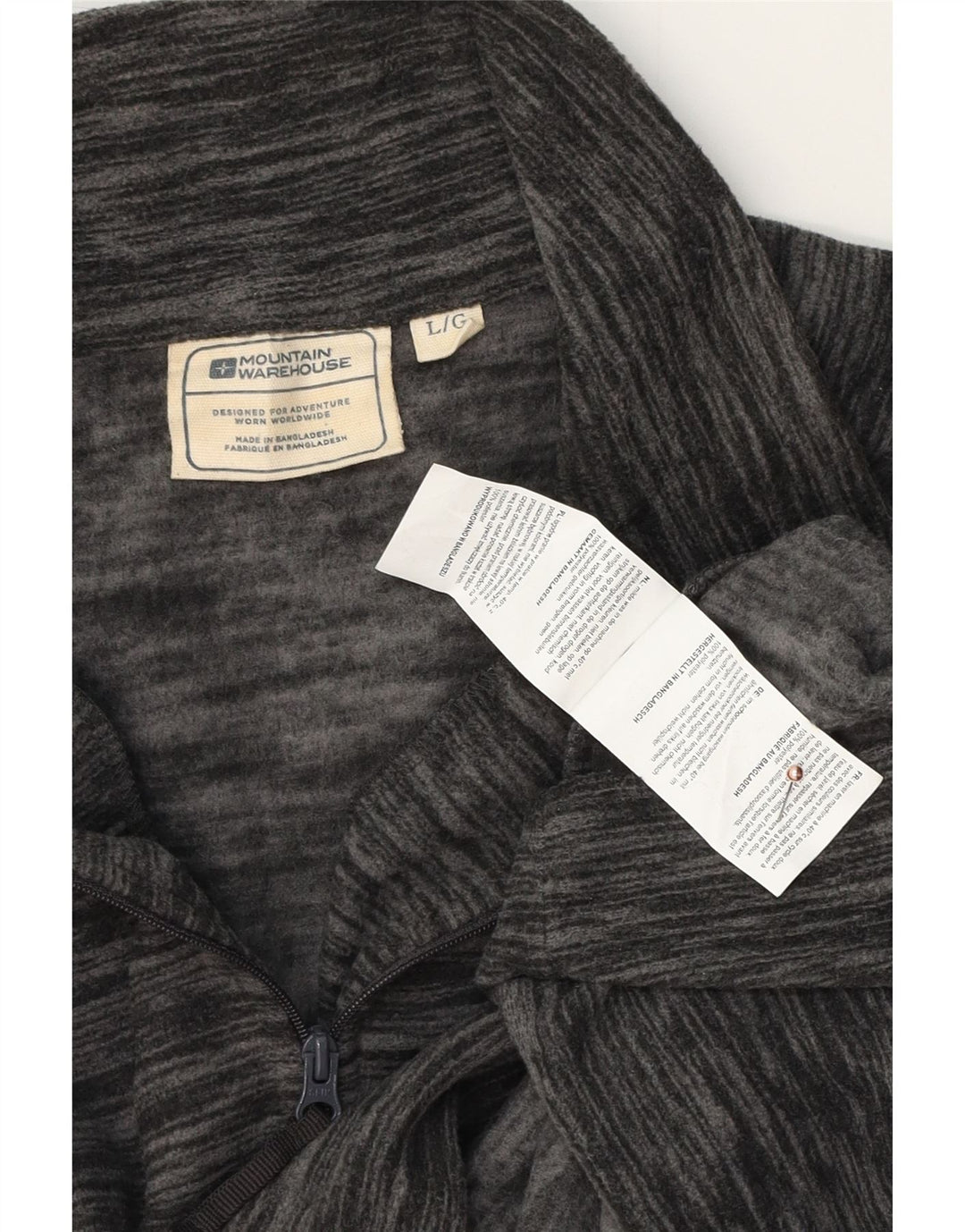 MOUNTAIN WAREHOUSE Mens Zip Neck Fleece Jumper Large Grey Pinstripe