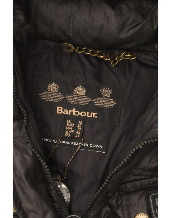 BARBOUR Womens Hooded Padded Jacket UK 14 Large Black