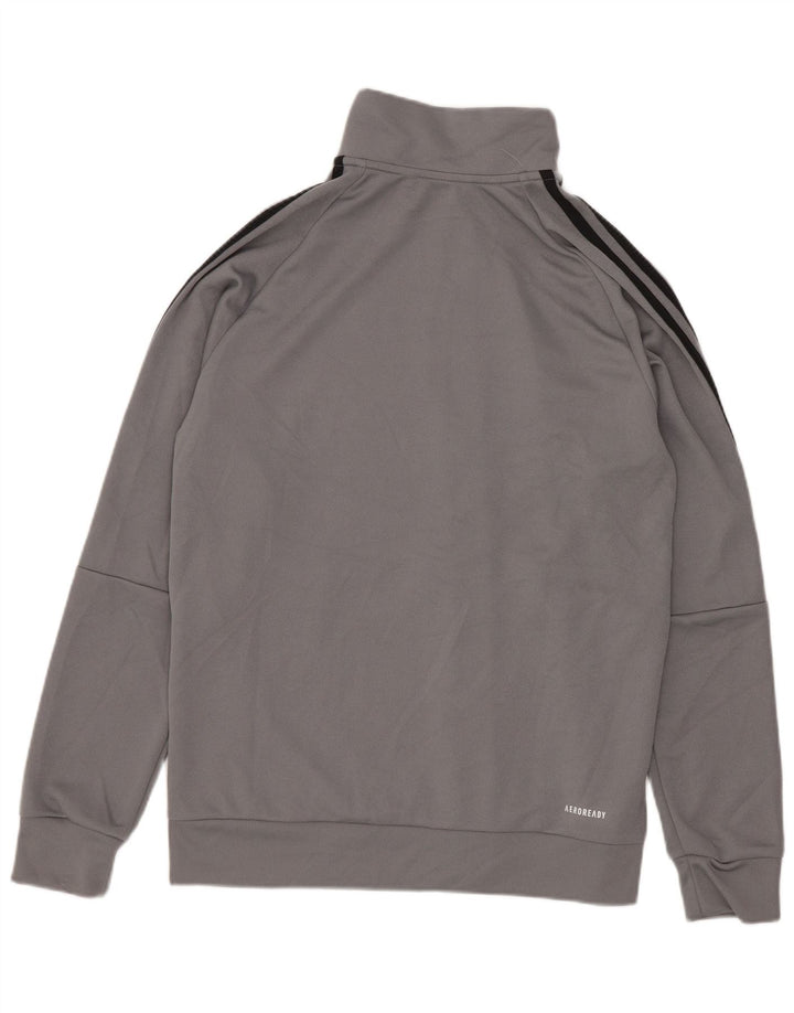 Adidas Boys Aeroready Tracksuit Top Jacket 13-14 Years Grey Polyester