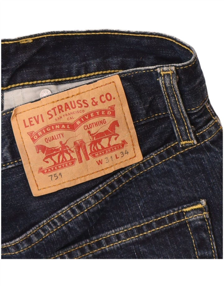 LEVI'S Womens 751 Denim Shorts W31 Medium Navy Blue Cotton
