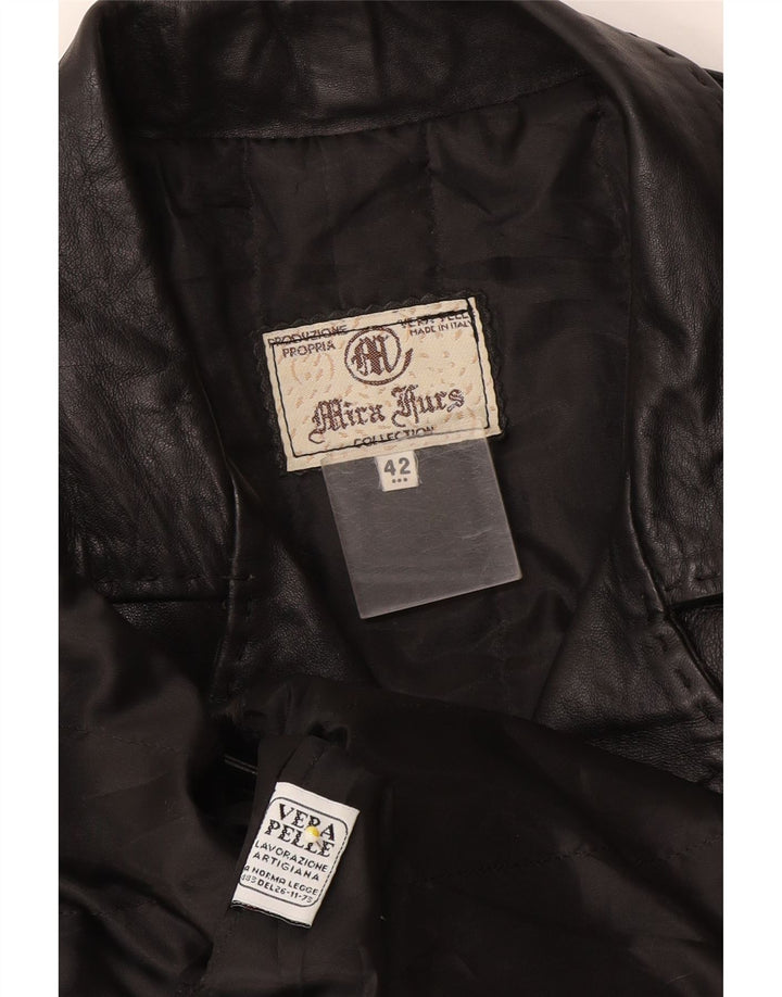 Mira Furs Womens Leather Coat IT 42 Medium Black Leather