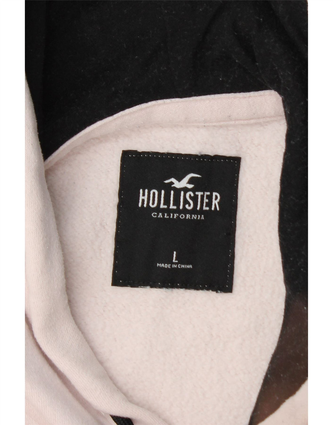 HOLLISTER Mens Graphic Hoodie Jumper Large White Colourblock Cotton