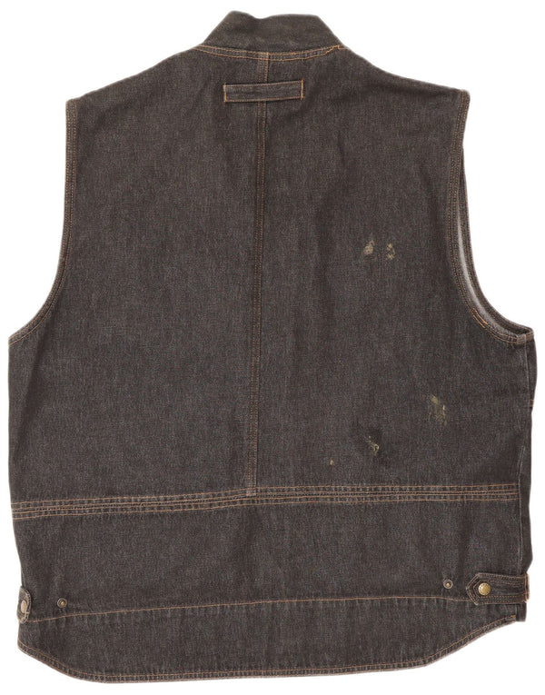 VINTAGE Mens Denim Gilet IT 52 XL Grey Cotton