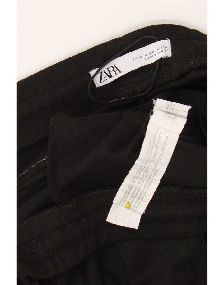Zara Mens Crop Tracksuit Trousers Joggers Small  Black Polyester