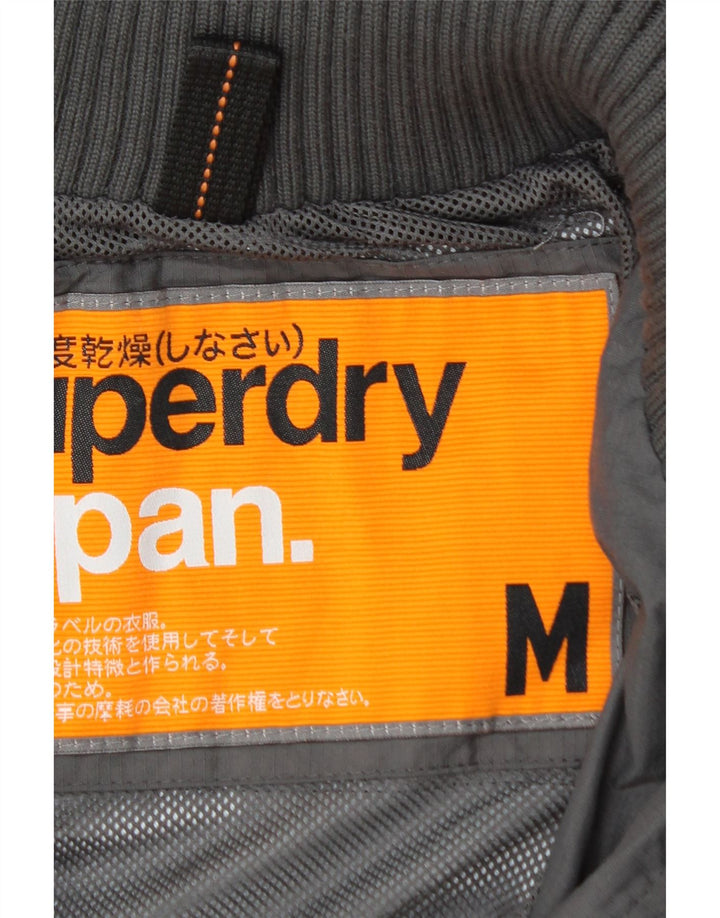 SUPERDRY Womens Graphic Rain Jacket UK 14 Medium Grey Polyamide