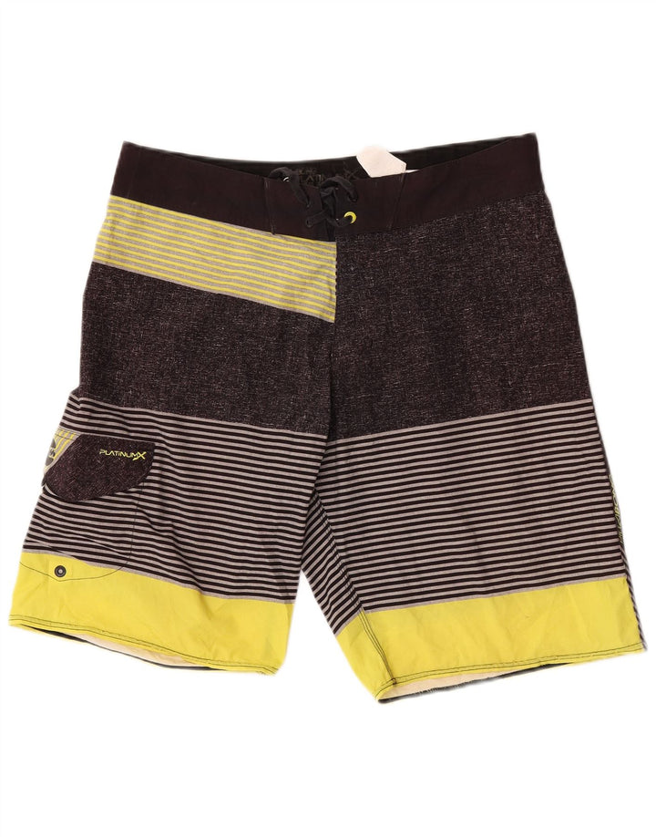 Billabong Mens Swimming Shorts Large Grey Striped Polyester