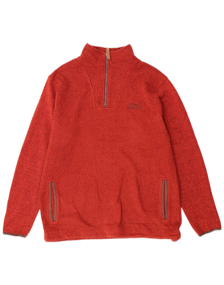Weird Fish Mens Zip Neck Sweatshirt Jumper Large Red Flecked Polyester