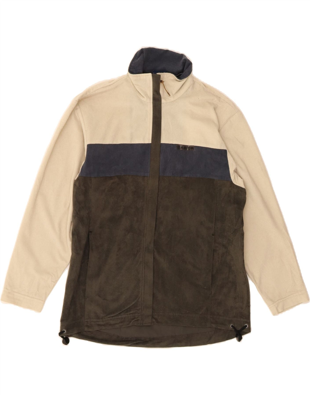 ASICS Womens Oversized Fleece Jacket UK 10 Small Khaki Colourblock Vintage Asics and Second-Hand Asics from Messina Hembry 