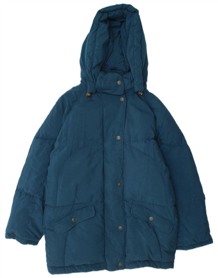 BRUGI Womens Oversized Hooded Padded Coat IT 44 Medium Blue Polyester