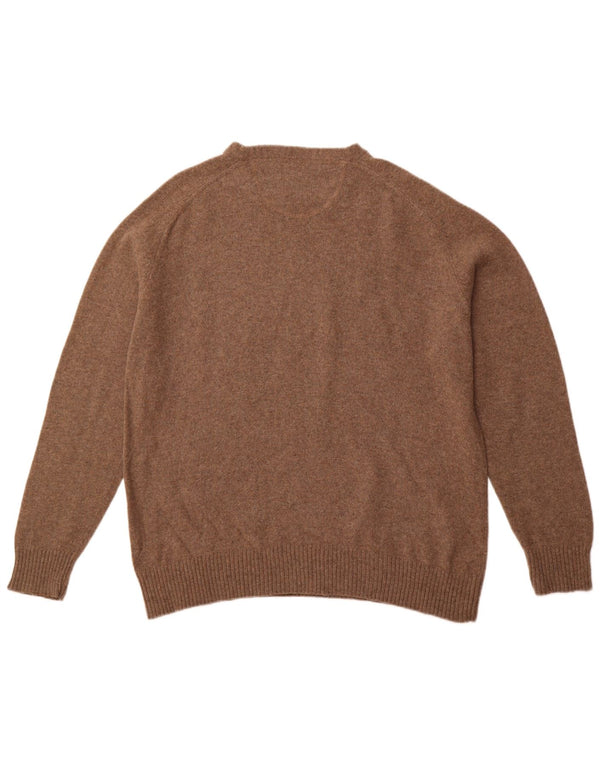 ABRAMS Mens Crew Neck Jumper Sweater 2XL Brown Lambswool