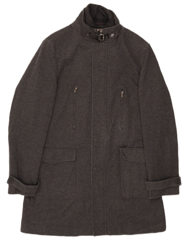 ZARA Mens Overcoat UK 42 XL Grey Polyester