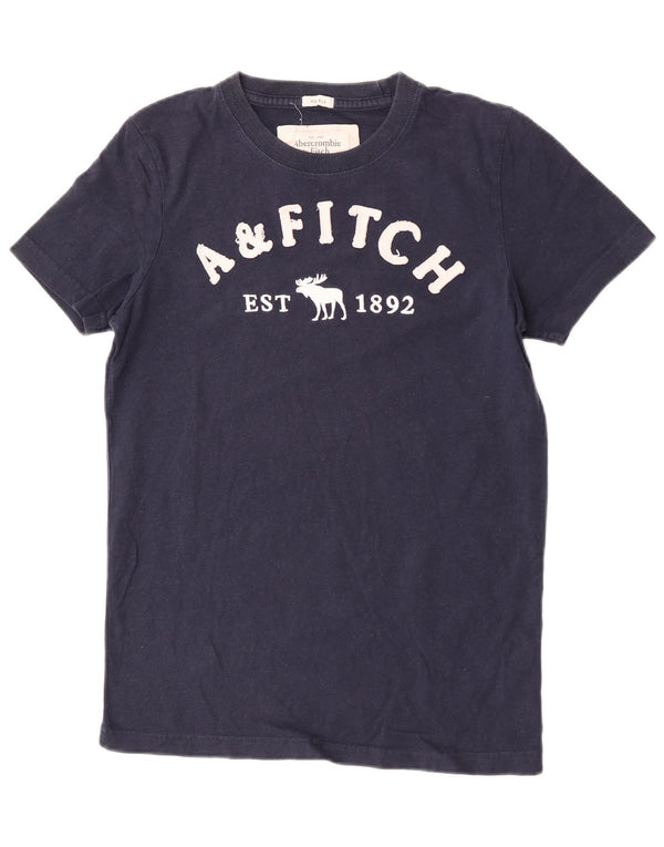 Abercrombie & Fitch Womens Graphic T-Shirt Top UK 12 Medium Navy Blue