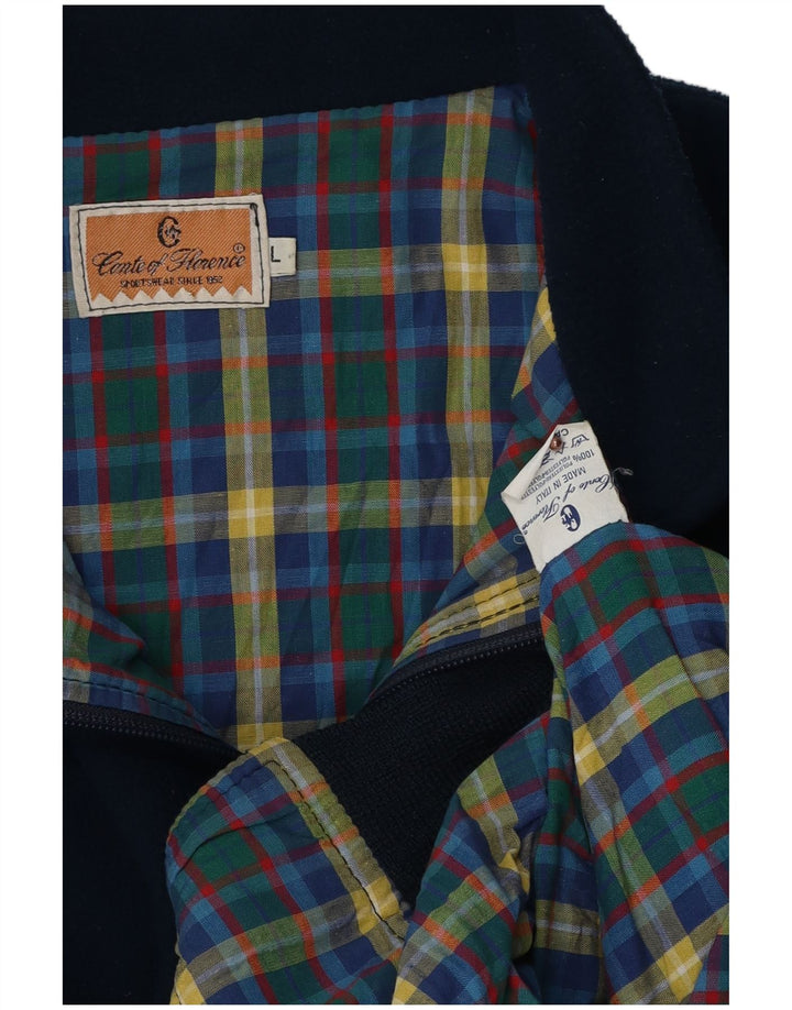 Conte of Florence Mens Bomber Fleece Jacket UK 40 Large Navy Blue Polyester