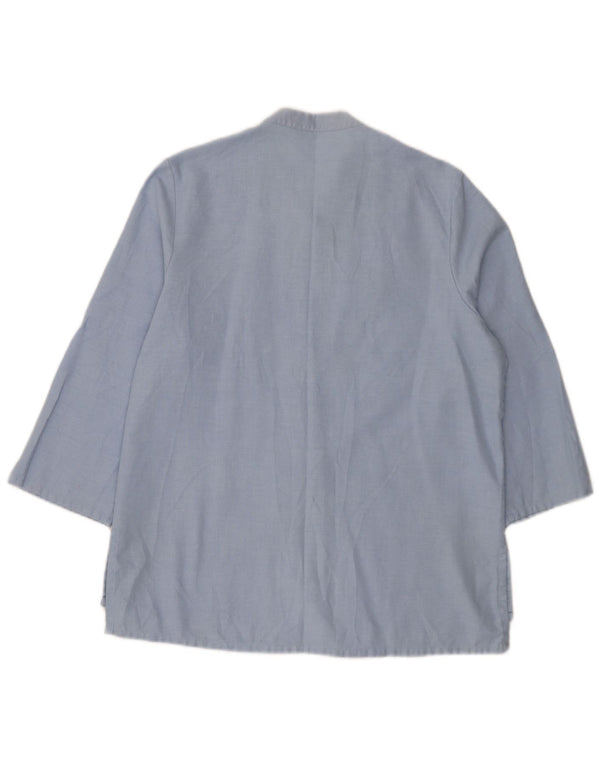 Marks & Spencer Womens 3/4 Sleeve Shirt Blouse UK 12 Medium Blue Polyester
