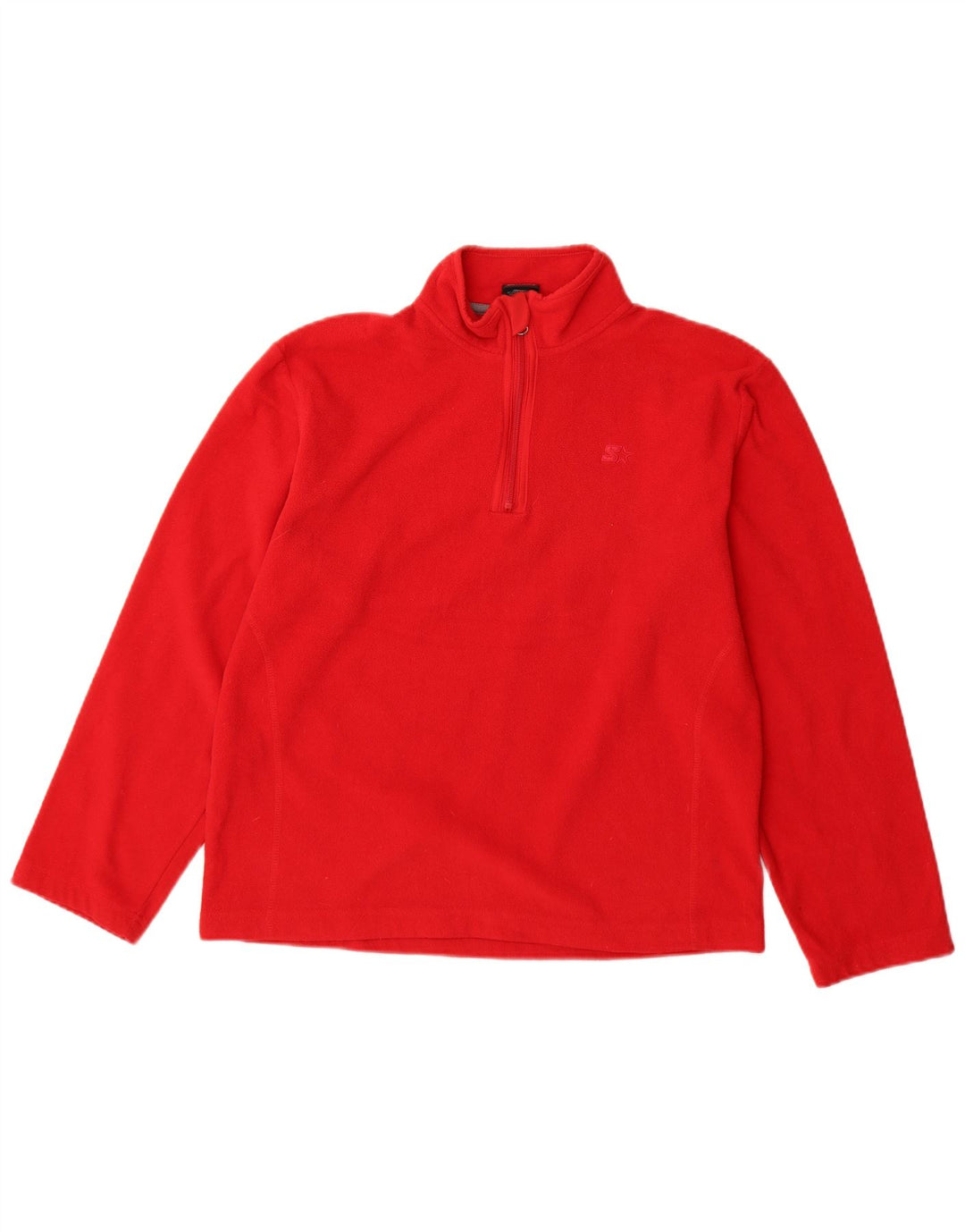STARTER Boys Zip Neck Fleece Jumper 15-16 Years 2XL Red Polyester
