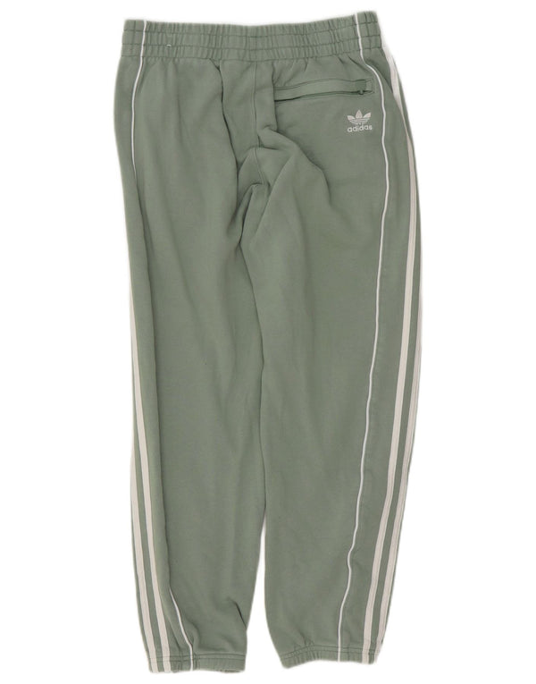 Adidas Womens Tracksuit Trousers Joggers UK 14 Medium Green Cotton