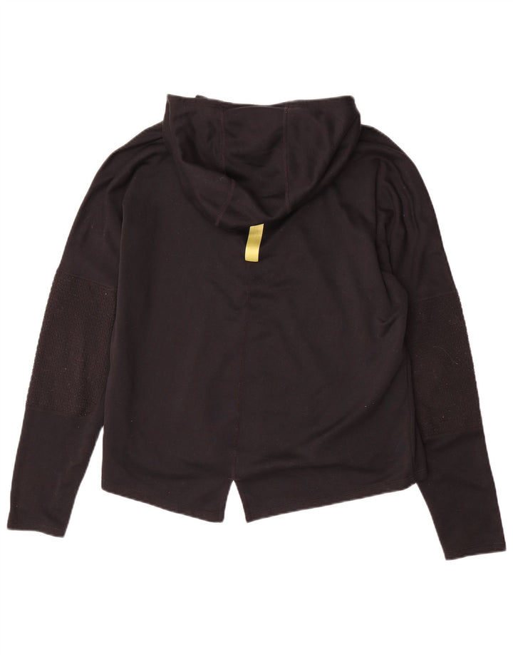 NIKE Womens Running Hooded Graphic Top Long Sleeve UK 14 Medium Black