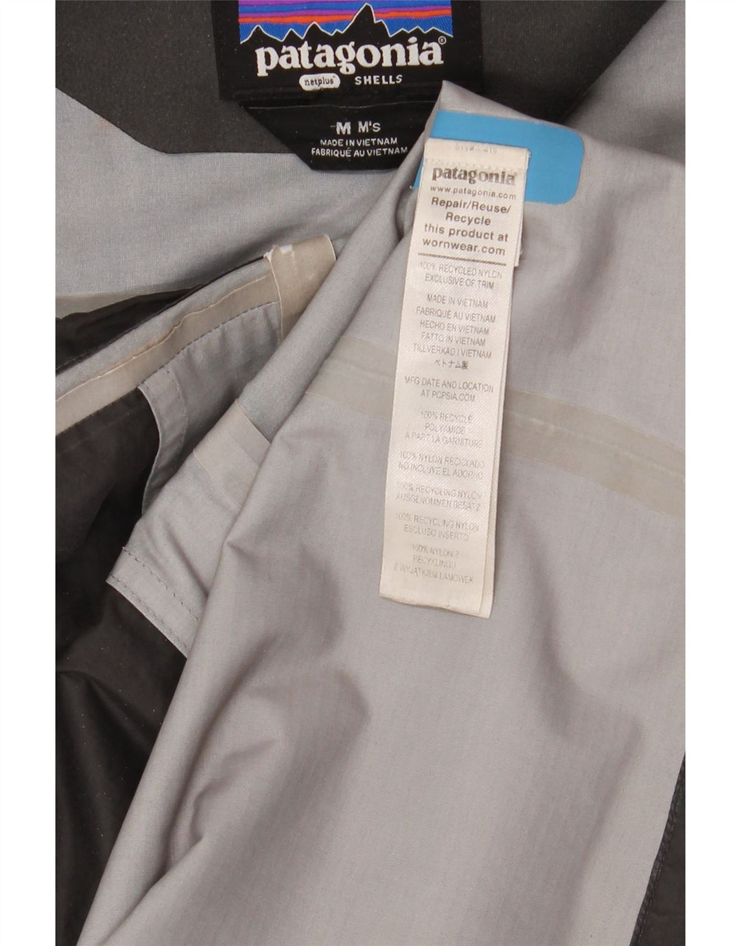 Patagonia Mens Hooded Rain Jacket UK 38 Medium Blue Nylon