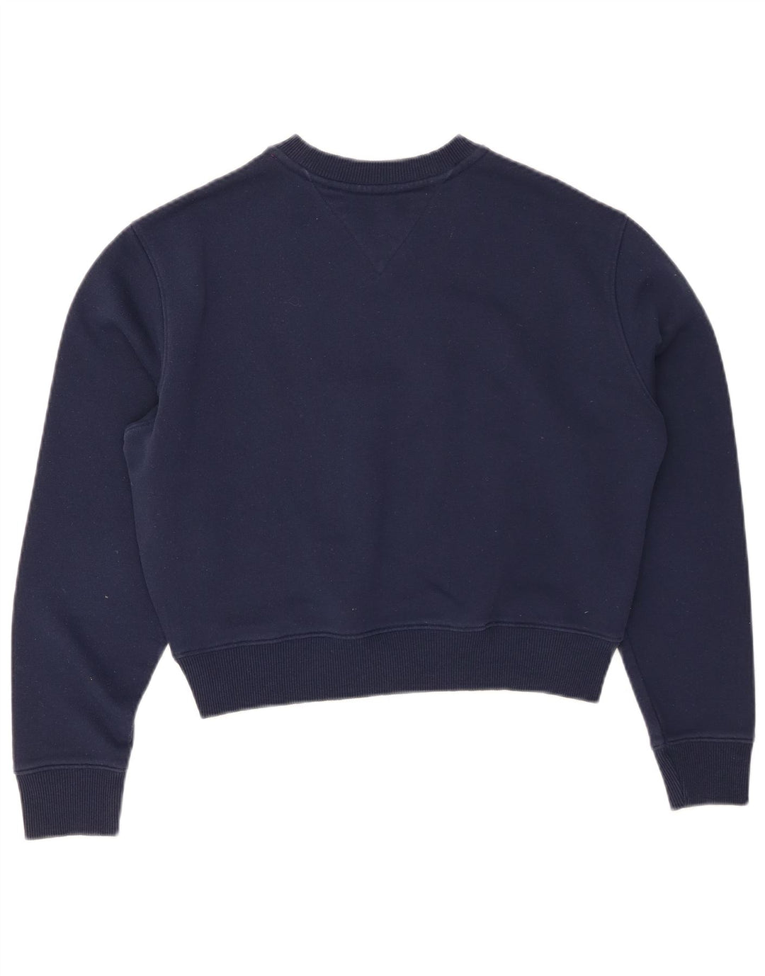 TOMMY HILFIGER Womens Crop Sweatshirt Jumper UK 10 Small Navy Blue