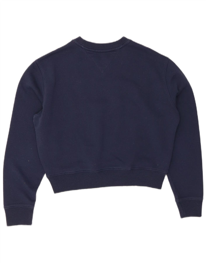 TOMMY HILFIGER Womens Crop Sweatshirt Jumper UK 10 Small Navy Blue