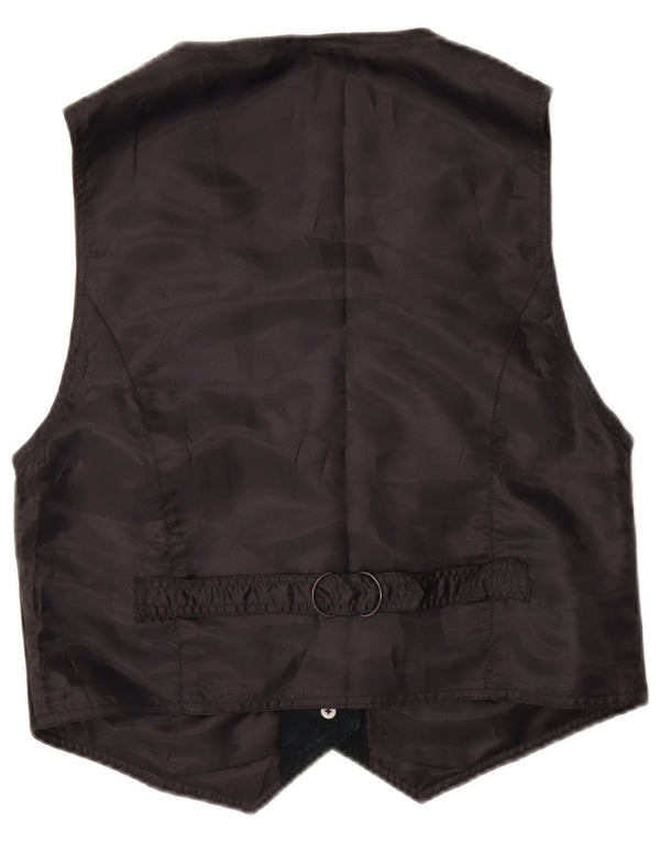 Vintage Womens Suede Waistcoat UK 10 Small Black Leather