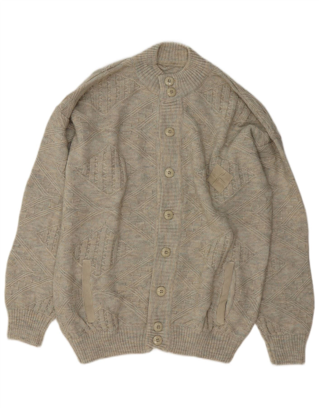 Vintage Mens Cardigan Sweater IT 52 Large Grey Wool