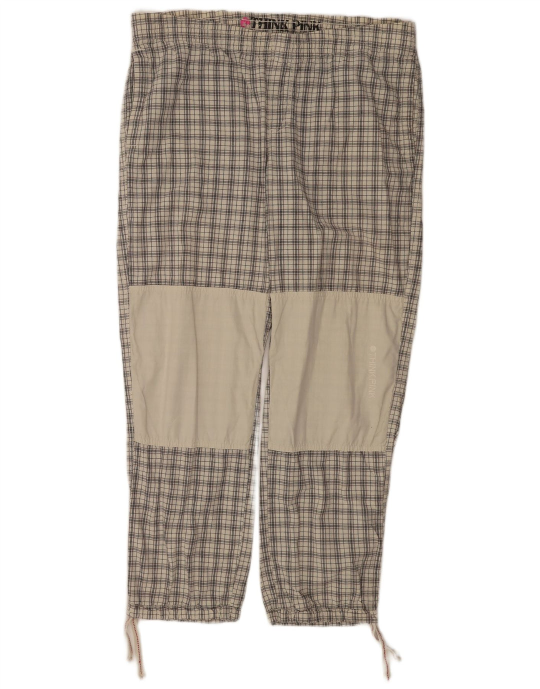 Think Pink Mens Joggers Trousers Large W36 L28 Grey Check