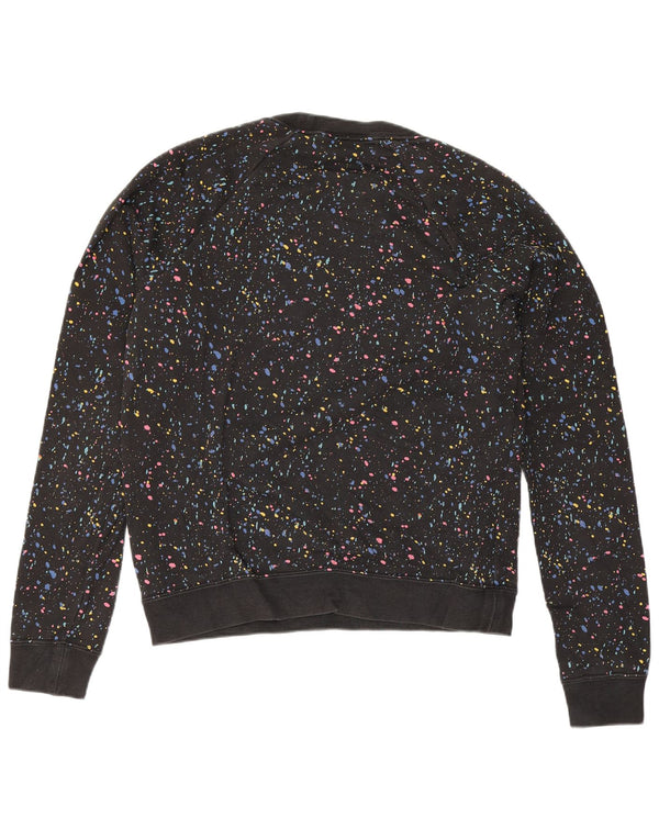 Nike Womens Graphic Oversized Sweatshirt Jumper UK 6 XS Black Spotted