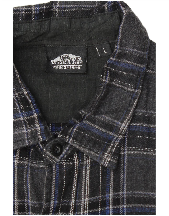 Vans Mens Flannel Shirt Large Grey Check Cotton