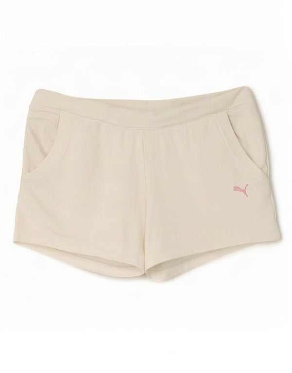 Puma Womens Sport Shorts UK 14 Large White Cotton