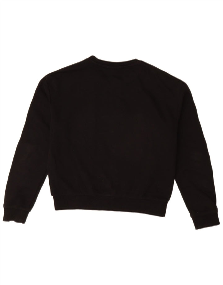 FILA Womens Graphic Oversized Sweatshirt Jumper UK 6 XS Black Colourblock