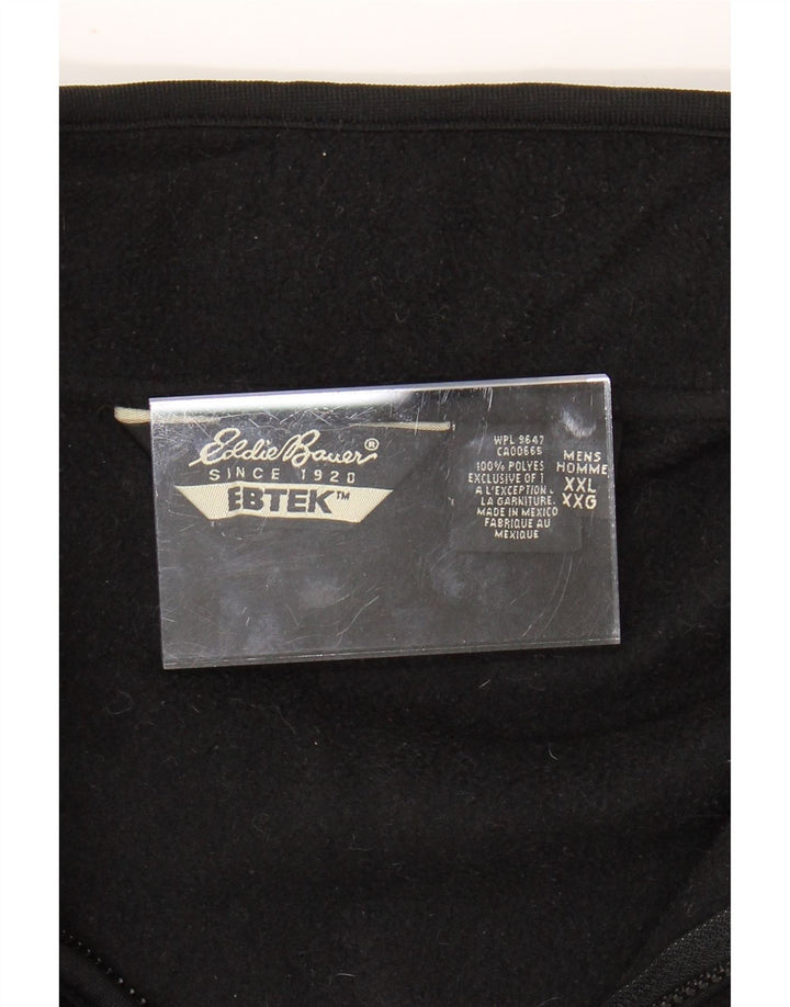 EDDIE BAUER Mens Loose Fit Fleece Gilet UK 44 2XL Black Polyester