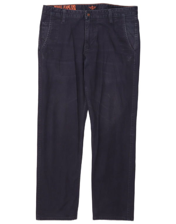 Dockers Mens Straight Chino Trousers W34 L28 Navy Blue Cotton