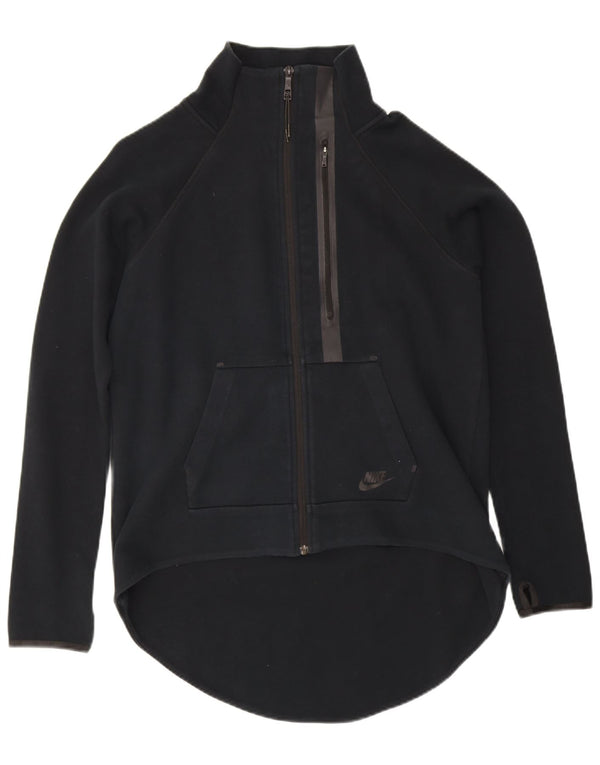Nike Womens Tracksuit Top Jacket UK 14 Large Black Cotton