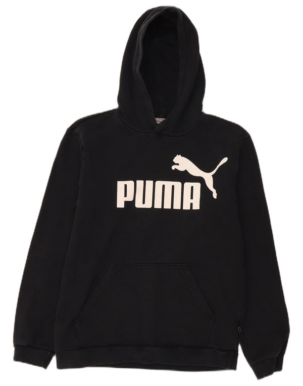 Puma Boys Graphic Hoodie Jumper 15-16 Years Black Cotton